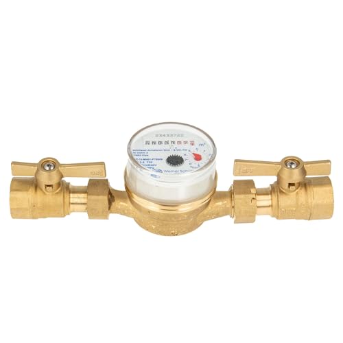 Einstrahlzähler ETK Kombi-Set (Kaltwasser) bis 30 Grad Länge 110 mm, inkl. Kugelhähne MS blank 3/4 Zoll IG von tecuro