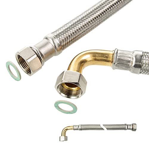 Panzerschlauch DN 25-1 Zoll ÜWM-Bogen 90° x 1 Zoll ÜWM x 2000 mm, DVGW, KTW-A Panzerschlauch DN 25-1 Zoll ÜWM-Bogen 90° x 1 Zoll ÜWM x 2000 mm, DVGW, KTW-A von tecuro