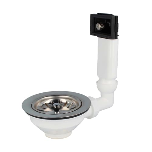 tecuro Siebkorbventil aus Edelstahl 3 1/2 Zoll (Ø 114mm) mit seitlichem Überlauf für Küchenspülen – Überlaufverbindung verstellbar - 53303 von tecuro