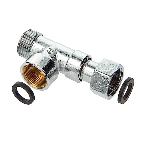 tecuro T-Stück Verteiler für Eckventil G 3/8 ÜWM x 3/8 AG x M15 Messing verchromt Abzweig Anschluss Wasserinstallation von tecuro