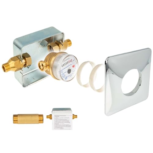 Unterputz Einstrahlzähler System ETK Komplett-SET, Kaltwasser, Länge 80 mm, Einbaukasten 1/2 Zoll AG von tecuro