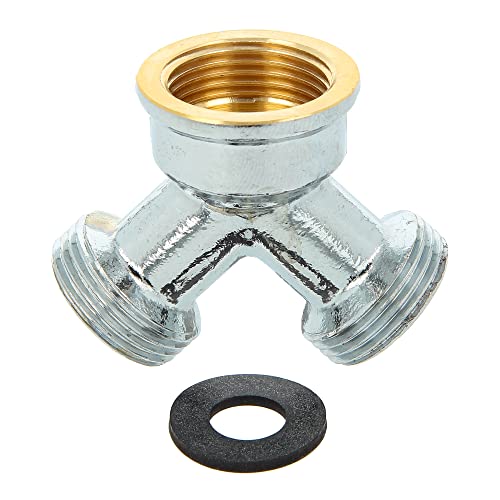 tecuro Y-Verteiler allseitig 3/4 Zoll Messing glanzverchromt für Auslaufventil Zapfhahn Wasserhahn zur Wasserverteilung von tecuro
