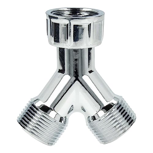 tecuro | 2-Wege-Verteiler Y-Verteiler Gabelstück | für Auslaufventile Wasserhahn | 3/4 Zoll IG (ÜWM) x 3/4 Zoll AG x 3/4 Zoll AG | Messing | glanzverchromt | 48839 von tecuro