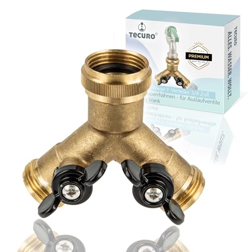 tecuro 2-Wege Y-Verteiler 3/4 Zoll mit 2 Absperrhähnen - für Auslaufventile Messing blank, Max. Betriebstemperatur von -20°C bis + 80°C tecuro 2-Wege Y-Verteiler 3/4 Zoll mit 2 Absperrhähnen - für Auslaufventile Messing blank, Max. Betriebstemperatur von -20°C bis + 80°C von tecuro
