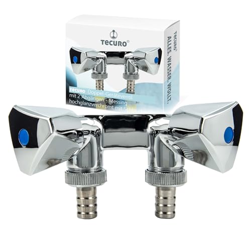 tecuro Doppel-Geräteventil zur Wandmontage, 1/2 Zoll AG Anschluss, Rückflussverhinderer, inkl. Schlauchtüllen, für Wasch- und Spülmaschinen, Messing tecuro Doppel-Geräteventil zur Wandmontage, 1/2 Zoll AG Anschluss, Rückflussverhinderer, inkl. Schlauchtüllen, für Wasch- und Spülmaschinen, Messing von tecuro
