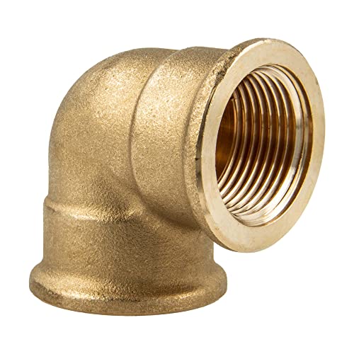 tecuro 90° Messing Winkel mit beidseitig Innengewinde Rp 1/4 Zoll für Trinkwasserinstallation Messing blank CW617N von tecuro