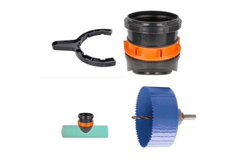 tecuro Ablaufrohr Schraubabzweig DN 160 zur Erdmontage an KG-Rohr DN 200 - 400 mm, für KG-Rohr DN 400 von tecuro