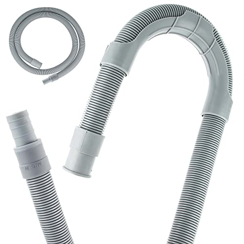 tecuro Ablaufschlauch-Verlängerung, 150 cm, grau, Stutzen x Muffe Ø 19 mm, mit Schlauchhalter - 56618-SH von tecuro