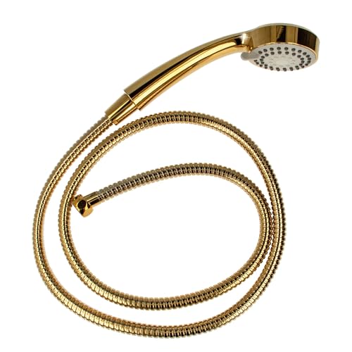 tecuro Antikalk - Handbrause ew-080 gold - mit 3-Funktionen und Metallschlauch 125 cm - vergoldet von tecuro