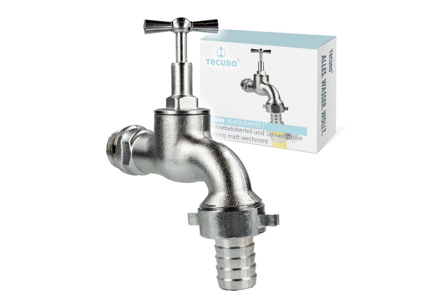 tecuro Auslaufventil Auslaufventil 1 Zoll, Knebeloberteil, Schlauchtülle von tecuro