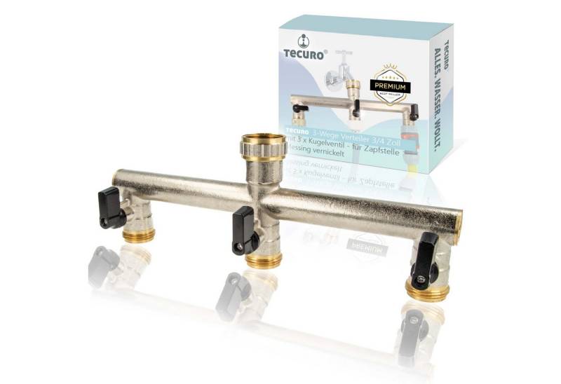 tecuro Bewässerungssystem 3-Wege Verteiler 3/4 Zoll mit 3 x Kugelventil, für Zapfstelle tecuro Bewässerungssystem 3-Wege Verteiler 3/4 Zoll mit 3 x Kugelventil, für Zapfstelle von tecuro