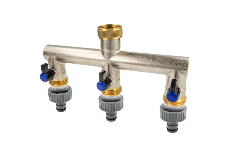 tecuro Bewässerungssystem 3-Wege Verteilerstück 1 Zoll (DN 20) mit Steckkupplung, absperrbar von tecuro