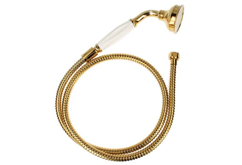 tecuro Brausegarnitur Nostalgie - Handbrause Ø 65 mm, 1-strahlig, mit Metallbrauseschlauch von tecuro