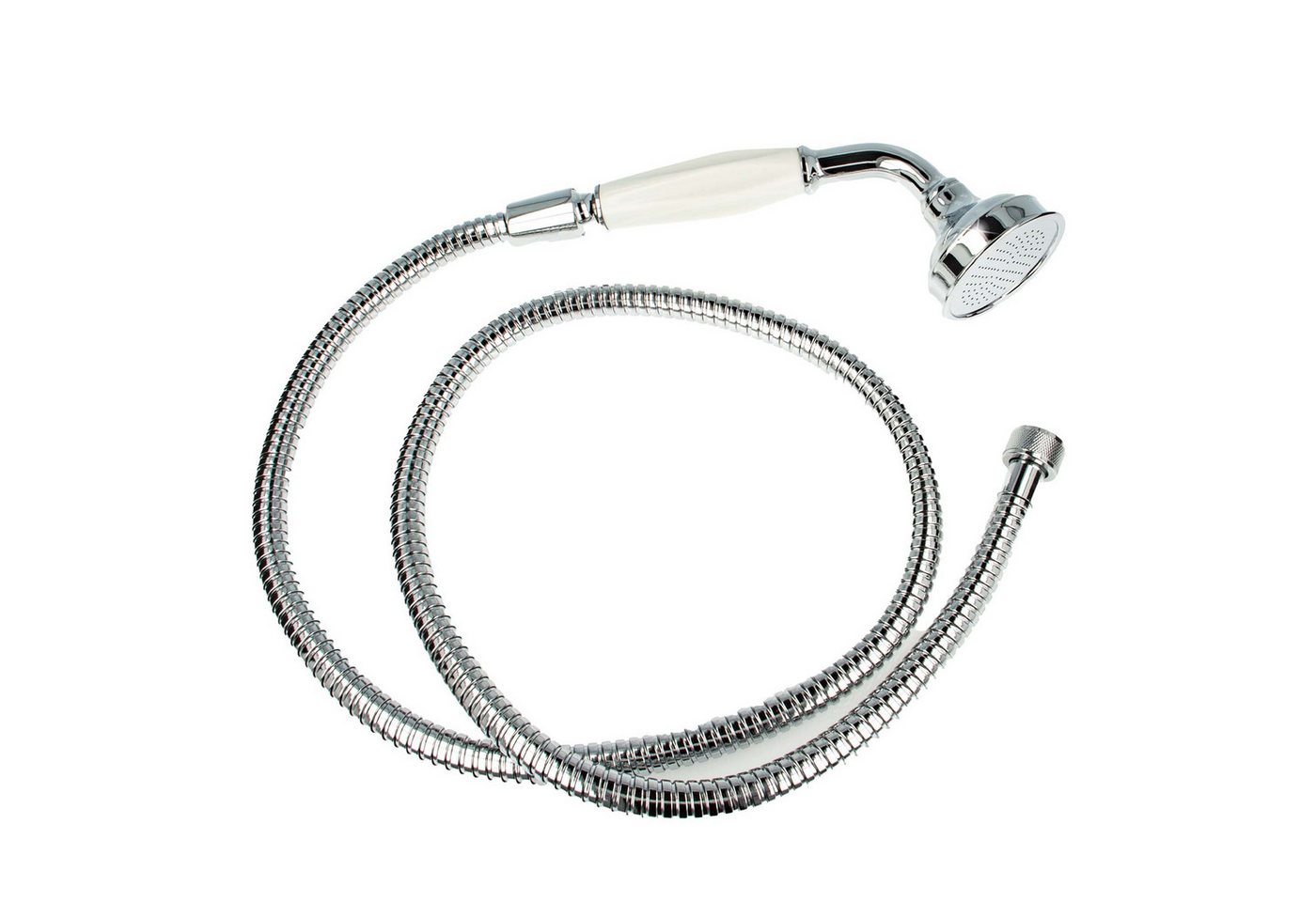 tecuro Brausegarnitur Nostalgie - Handbrause Ø 65 mm, 1-strahlig, mit Metallbrauseschlauch von tecuro