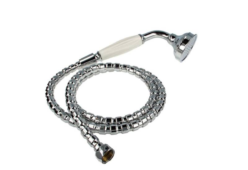 tecuro Brausegarnitur Nostalgie - Handbrause Ø 65 mm, 1-strahlig, mit Metallbrauseschlauch von tecuro
