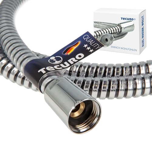tecuro 175 cm Brauseschlauch ROYAL 1/2 Zoll Drehkonusmutter x 1/2 Zoll Rändelmutter, metalleffekt, Trinkwasser-Konform, KTW BWGL, DIN EN 1113 von tecuro