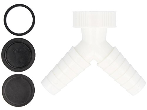 tecuro Doppel-Geräteanschlusstülle für Küchen-Spülensiphon Geruchsverschlüsse - KS weiß von tecuro