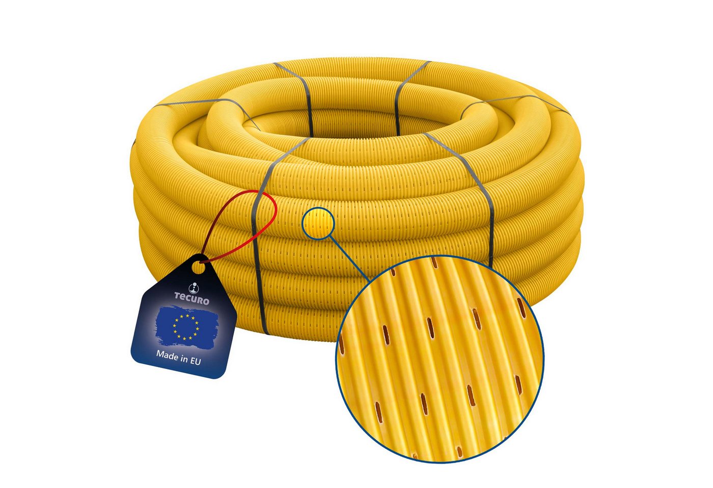 tecuro Drainagerohr Drainagerohr, flexibel, gewellt und geschlitzt, verschiedene Längen, DN 60 x Länge 5 m von tecuro