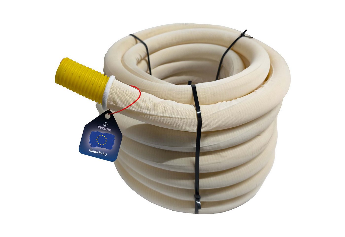 tecuro Drainagerohr flexibel, gewellt und geschlitzt, mit Filterstrumpf, DN 80 x Länge 10 m von tecuro