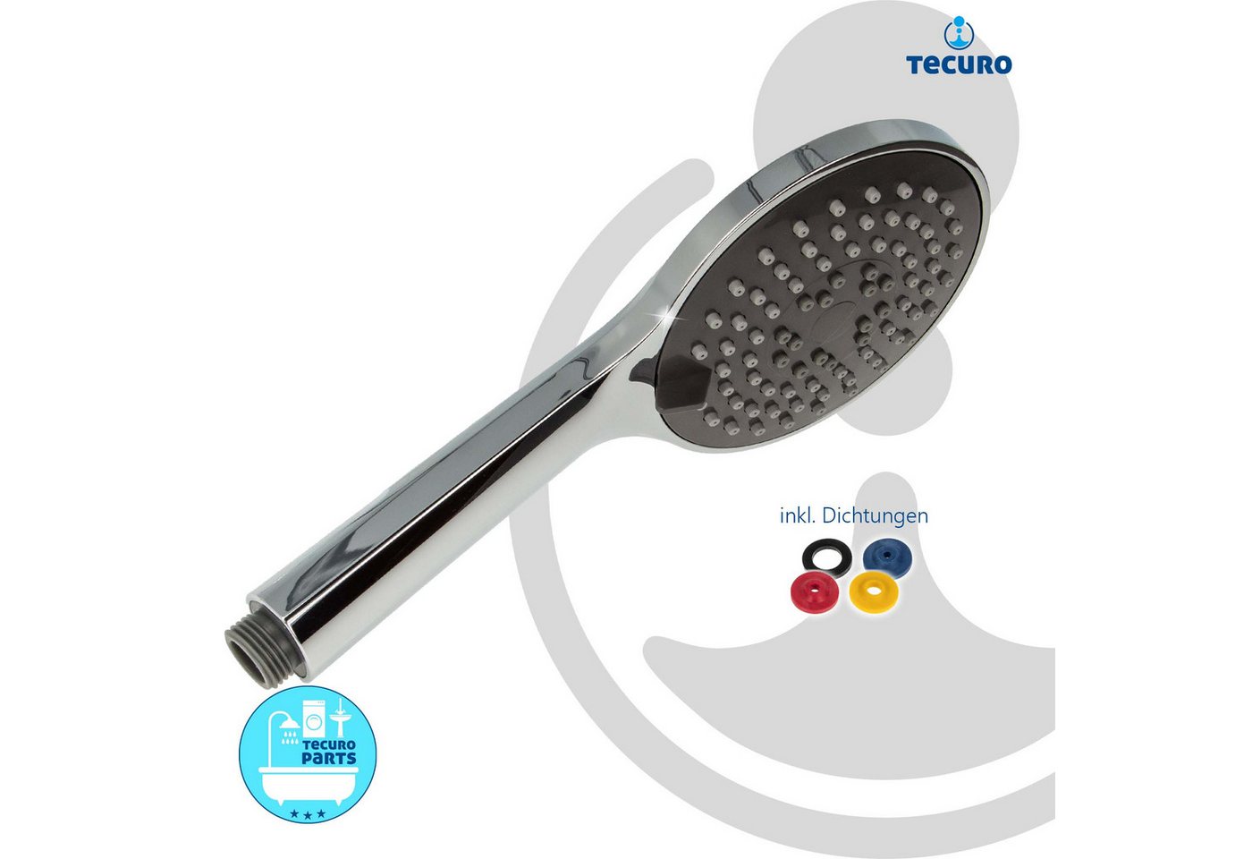 tecuro Duschbrause Handbrause ew-200 mit 3-Funktionen - Ø 120 mm mit Antikalkdüsen von tecuro