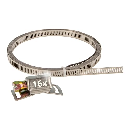 tecuro Endlosband - Schlauchschellen - Set: Band 3 m x 8 mm, Chromstahl W2, inkl. 16 x Gehäuse tecuro Endlosband - Schlauchschellen - Set: Band 3 m x 8 mm, Chromstahl W2, inkl. 16 x Gehäuse von tecuro