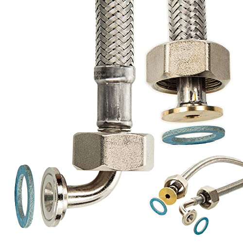 tecuro Flexschlauch Edelstahl-Zulaufschlauch 1,50 m x 3/4 Zoll DN 13 - für Wasch- und Spülmaschinen - DVGW von tecuro