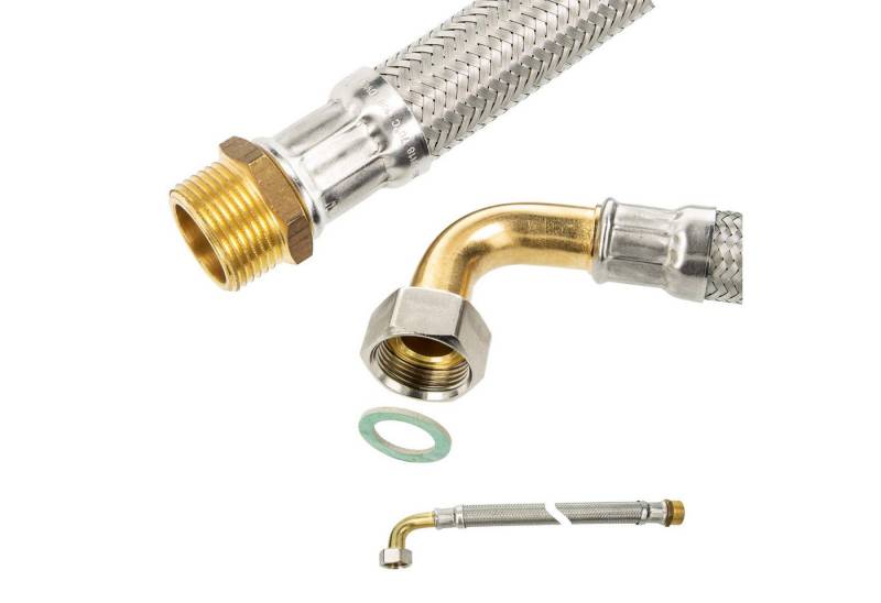 tecuro Flexschlauch Flexschlauch IG mit Bogen 90° x AG - für & Heizung - Made in Germany von tecuro