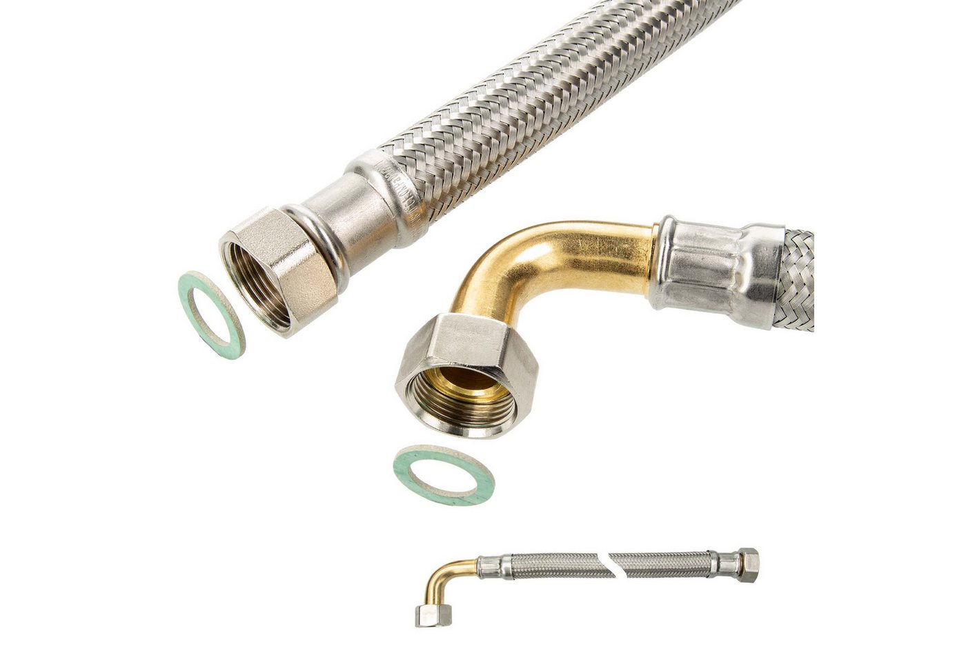 tecuro Flexschlauch Flexschlauch IG x IG mit Bogen 90° - für Sanitär & Heizung von tecuro