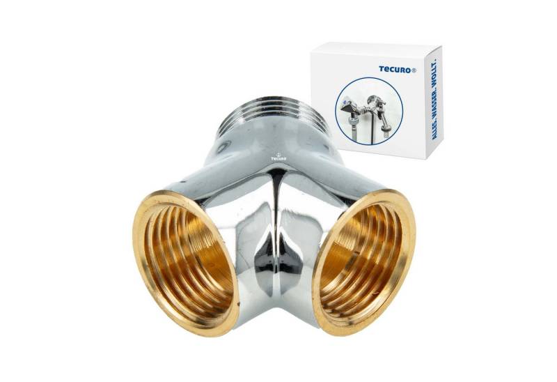 tecuro Gewindefitting 2-Wege Verteiler Gabelstück allseitig 1/2 Zoll verchromt von tecuro