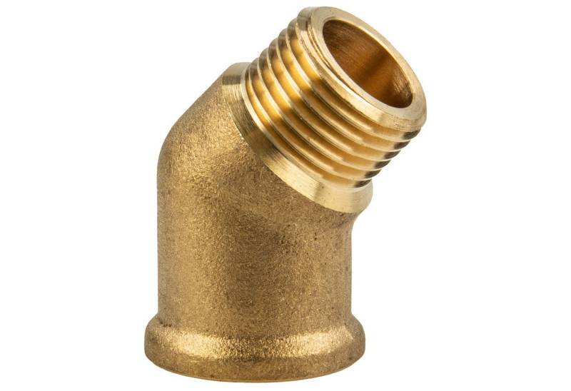 tecuro Gewindefitting Winkel 45° Innengewinde Rp x Außengewinde G, Messing blank, 1 1/4 Zoll von tecuro