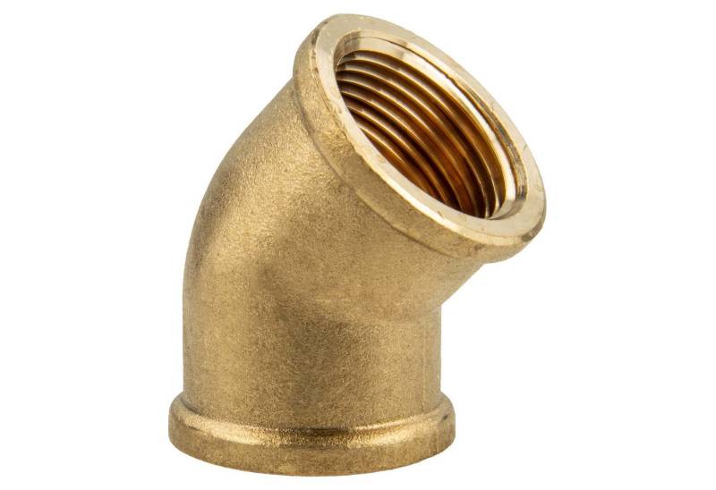 tecuro Gewindefitting Winkel 45° beidseitig Innengewinde Rp zylindrisch, Messing blank, 1 Zoll IG von tecuro