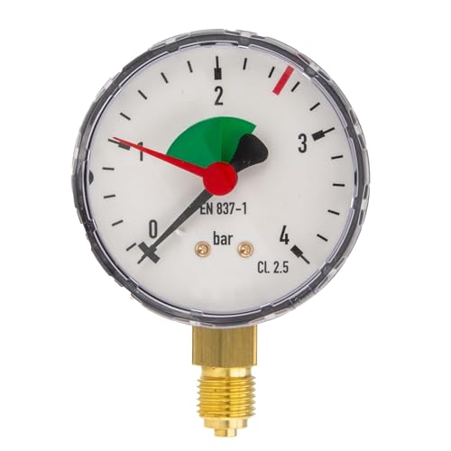 tecuro Heizungsmanometer 0-4 bar, Ø 63 mm - 1/4 Zoll Anschluss radial (unten) von tecuro