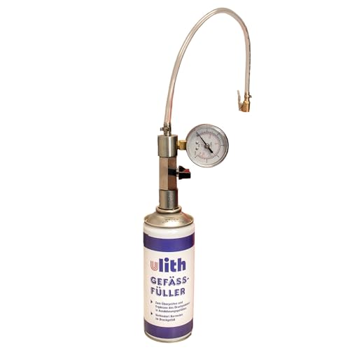 tecuro Kombi-Set Gefäßfüller (brennbar) 400 ml und Anschlussadapter mit Manometer 0-6 bar von tecuro