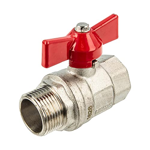 tecuro Kugelhahn, Innen- x Außengewinde G 1/2 Zoll (DN 15) Flügelgriff, Messing vernickelt von tecuro
