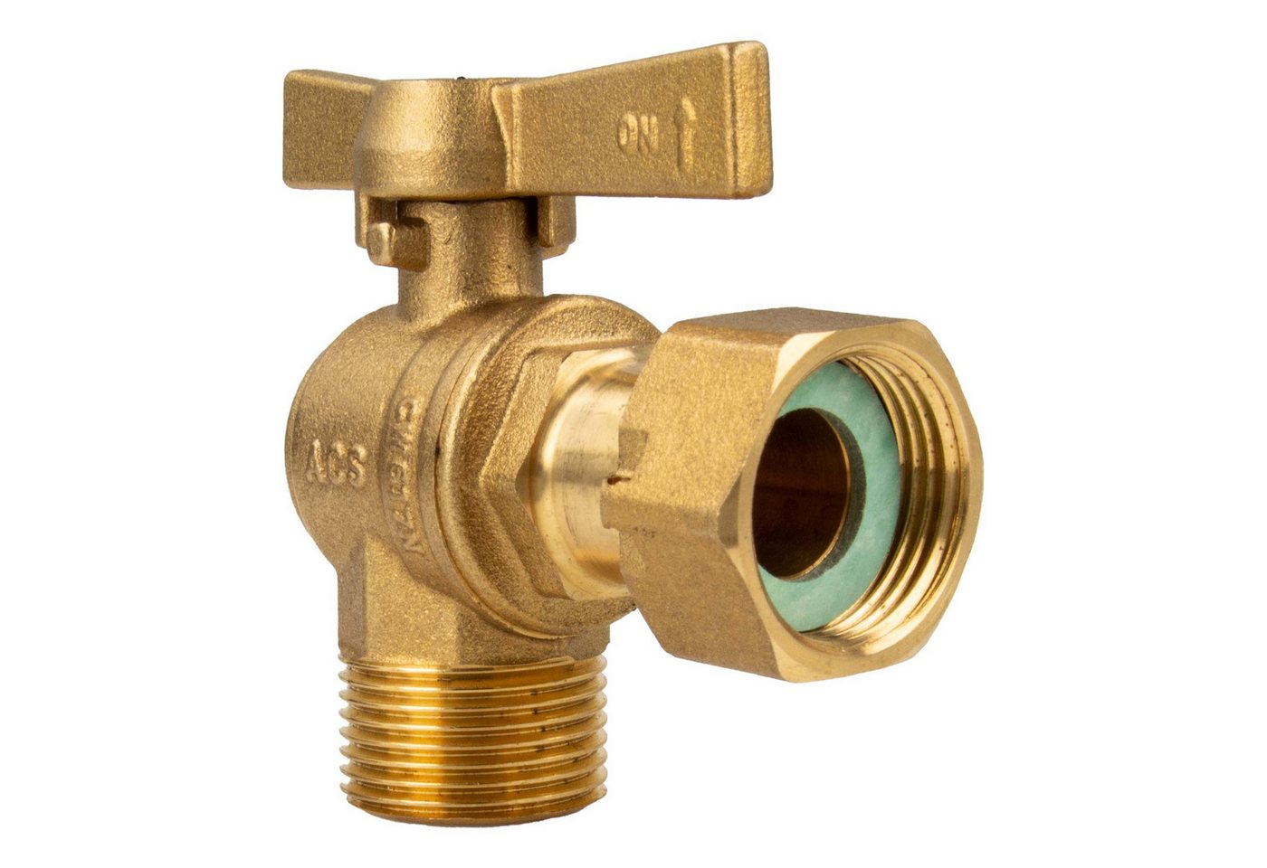 tecuro Kugelhahn Wasserzähler-mit 3/4 ÜWM, Messing blank, PN 25, (inkl. Dichtung), zur Wasserzählermontage von tecuro