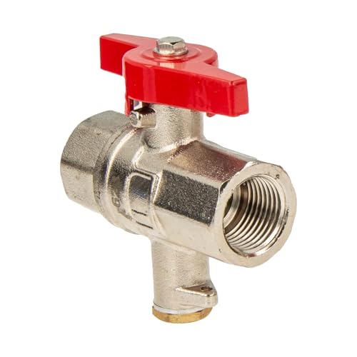 tecuro Kugelhahn mit Messfühleranschluss M10 x 1 mm, IG x IG, MS-vernickelt, Flügelgriff (1/2 Zoll) von tecuro