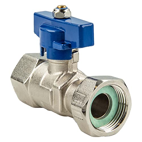 tecuro Kugelhahn mit Überwurfmutter Rp 3/4 Zoll x Innengewinde Rp 3/4 Zoll (DN15), Flügelgriff blau, temperaturbeständig von -5° C bis zu +100° C von tecuro