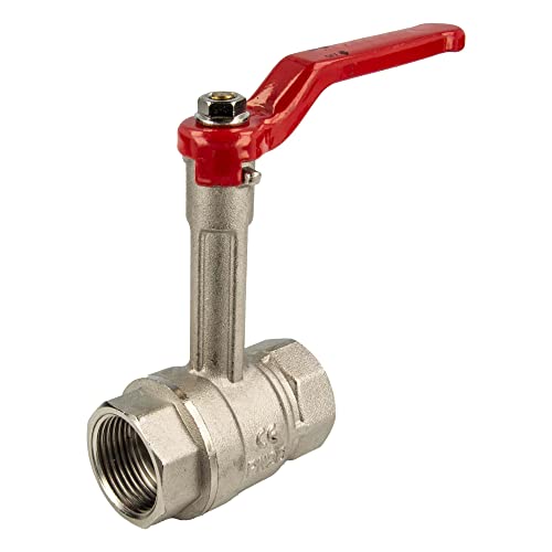 tecuro Kugelhahn mit verlängerter Spindel, beids. Innengewinde Rp 1 Zoll (DN 25) Messing vernickelt von tecuro