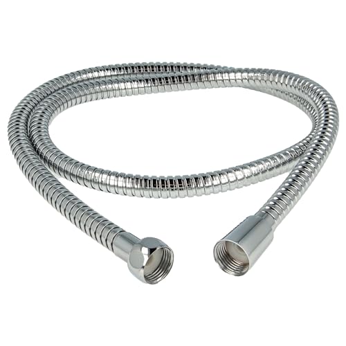 tecuro Metall Agraff Brauseschlauch 1,25 m, doppelt gewickelt, hochglanzverchromt, Innenschlauch geprüft nach KTW-A und DVGW W-270, inkl. 2 Dichtungen von tecuro