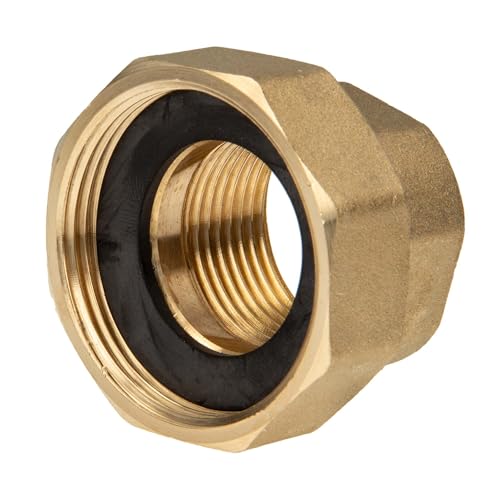 tecuro Pumpenverschraubung ÜWM 1 1/2 x IG 1 Zoll DN 25 -flachdichtend - Messing blank von tecuro