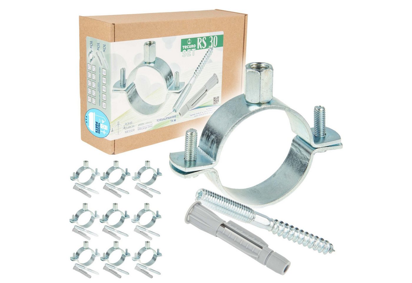 tecuro Rohrschelle 10 x Rohrschelle M8/M10 verzinkt, inkl. Stockschraube und Dübel tecuro Rohrschelle 10 x Rohrschelle M8/M10 verzinkt, inkl. Stockschraube und Dübel von tecuro