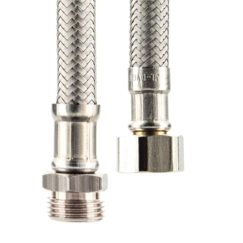 tecuro Sanitär Verbindungsschlauch 3/8 ÜWM x 3/8 AG x 2000 mm, trinkwassergeeignet nach KTW-A- W 270 DVGW, temperaturbeständig bis 90°C von tecuro