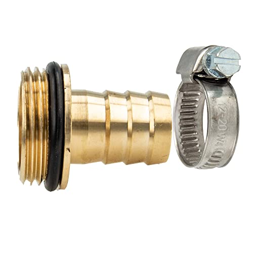 tecuro Schlauchtülle mit AG (O-Ring) - Ø 13 mm x G 3/4 Zoll & Schelle W4 12-20 mm von tecuro