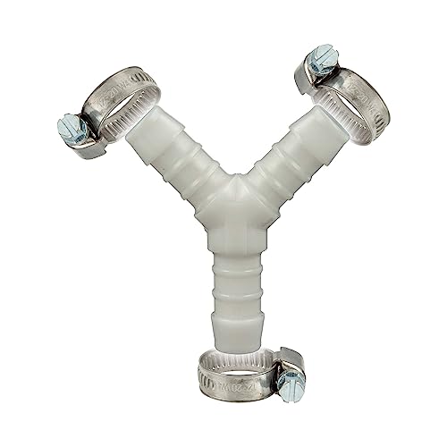 tecuro Schlauchverbinder Y Stück allseitig Ø 7 mm, mit Edelstahlschlauchschellen - Nylon weiß von tecuro