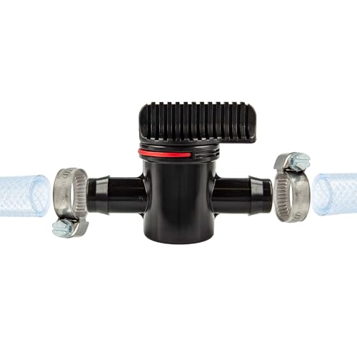 tecuro Schlauchverbinder mit Absperrhahn Ø 14 mm, mit Edelstahlschlauchschellen - Nylon schwarz von tecuro