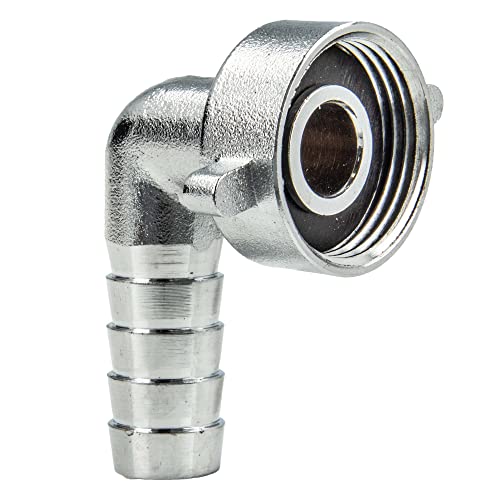 tecuro Schlauchverschraubung mit 1 Zoll ÜWM x 90° Tülle Ø 21 mm, MS-verchromt von tecuro