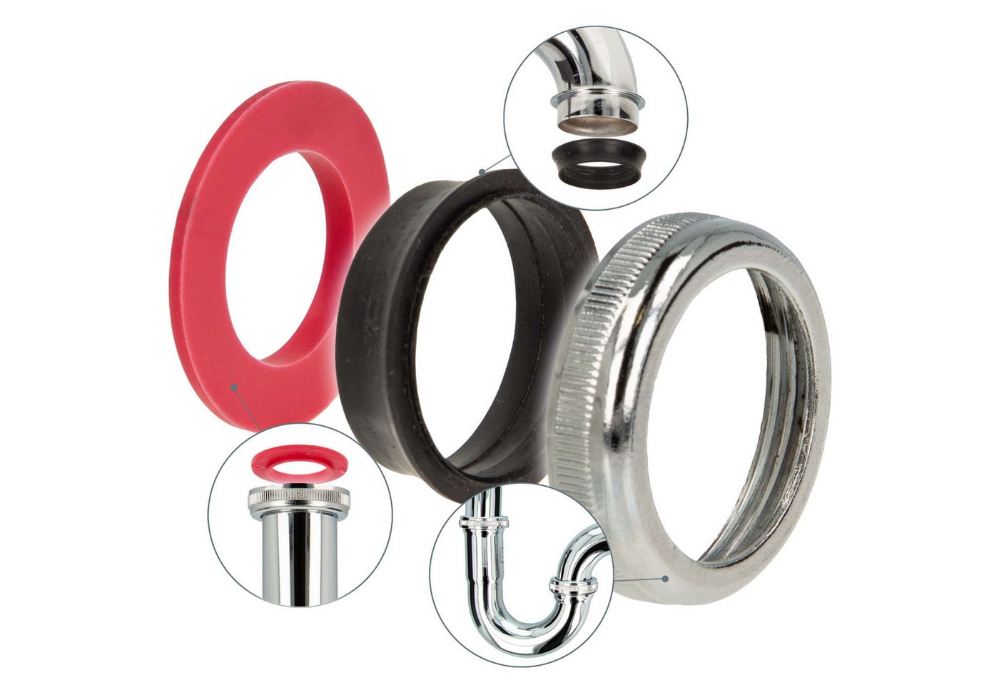 tecuro Siphon Rändelmutter - Verbindungsmutter-Set für 1 1/4 Zoll Waschtisch-Siphons tecuro Siphon Rändelmutter - Verbindungsmutter-Set für 1 1/4 Zoll Waschtisch-Siphons von tecuro