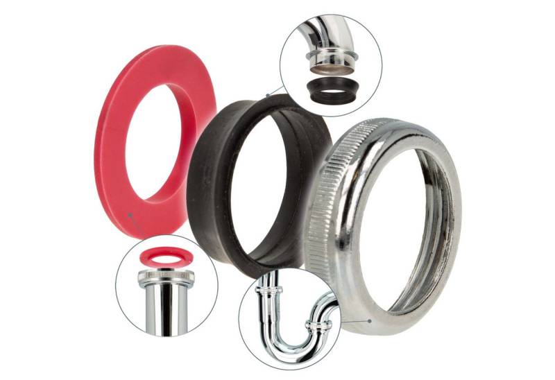 tecuro Siphon Rändelmutter - Verbindungsmutter-Set für 1 1/4 Zoll Waschtisch-Siphons von tecuro