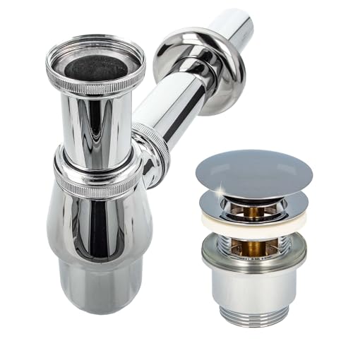 tecuro Siphon mit Pop Up Ablaufventil verchromt - Universal Set für Waschtisch/Waschbecken tecuro Siphon mit Pop Up Ablaufventil verchromt - Universal Set für Waschtisch/Waschbecken von tecuro