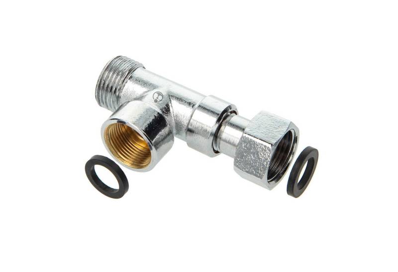 tecuro Spültischarmatur T-Stück Abzweig Verteiler f. Eckventil, G 3/8 ÜWM x 3/8 AG x M15 x1 IG von tecuro